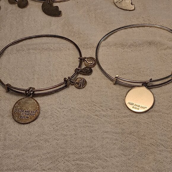 Alex and Ani lot of 9 bangle bracelets silver & brass tones + 1 Footnotes - Picture 11 of 16